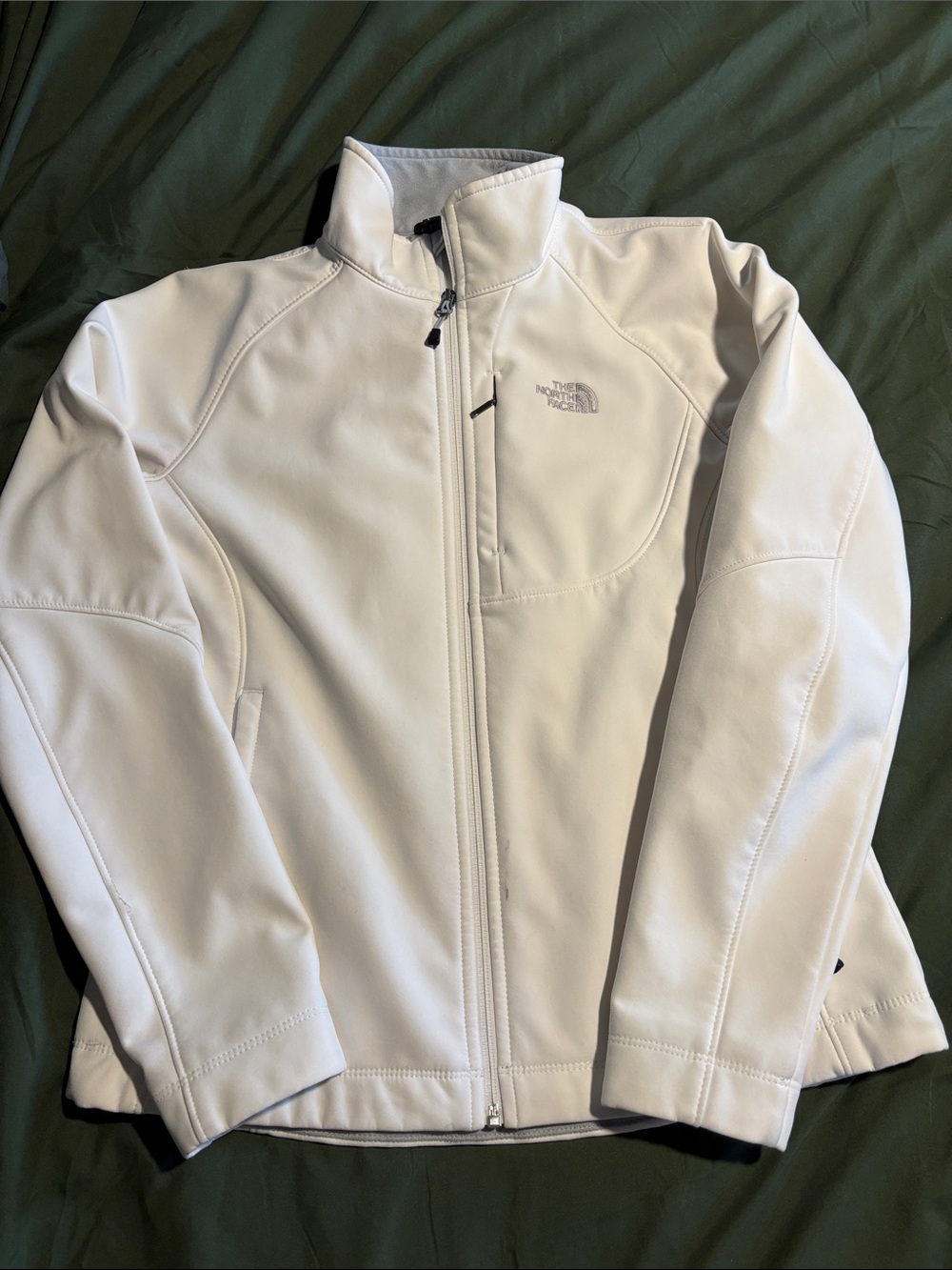 The North Face White Softshell Jacket with Chest Zip Pocket